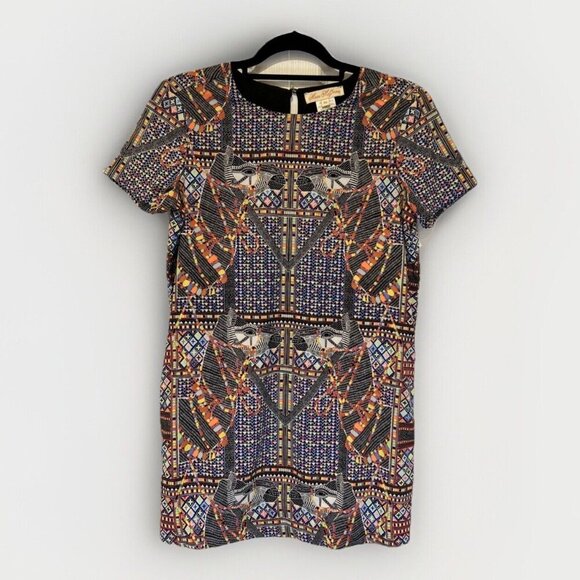 Mara Hoffman Womens Shift Dress XS Camel Print Geometric Colorful Bright Bodycon - Picture 1 of 11